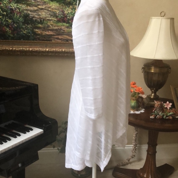 Cupio Lightweight Open Front High Low Flowy White Knit Cardigan Women’s Small - Picture 7 of 16